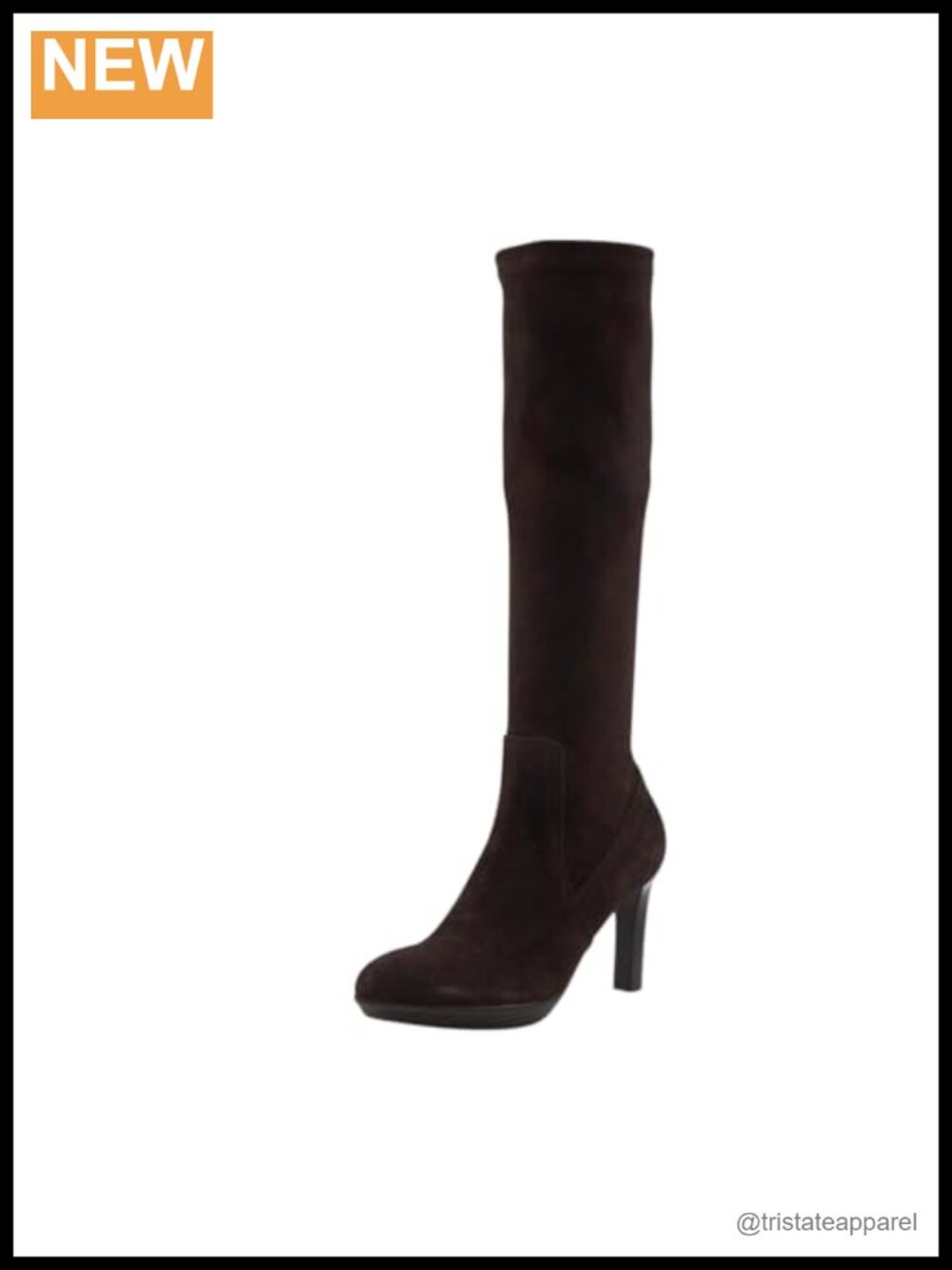Knee-High Suede Equestrian Boots with Rubber Heel Inside Zipper